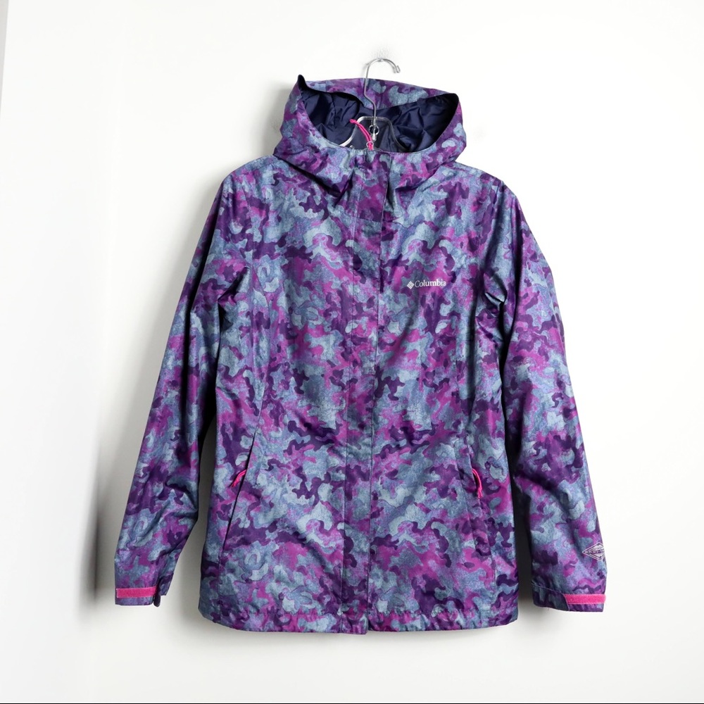 Columbia Omni tech shell jacket windbreaker ski snowboard purple print unisex S
